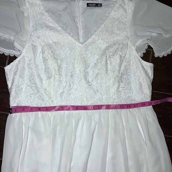 Shein curve white lace maxi dress w/front split sz 2XL - Picture 7 of 8